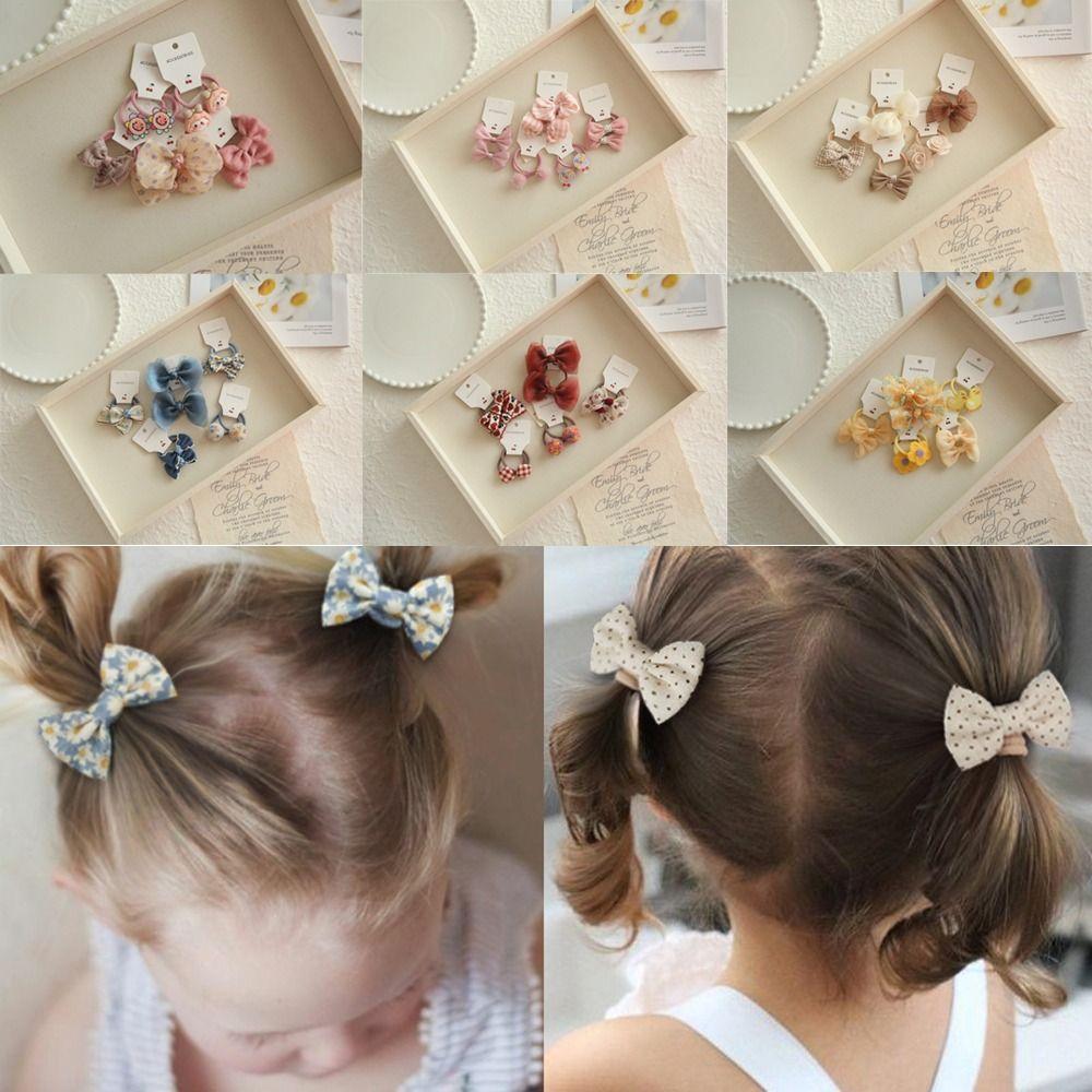 10Pcs Sweet Hair Ties Bowknot Kids Girls Hair Rope Luxury Elastic Rubber Band
