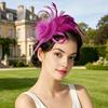 Ретро-ободок-fascinator из сетки и перьев с цветочными акцентами для женщин - Идеально подходит для чаепитий, коктейльных вечеринок или свадеб