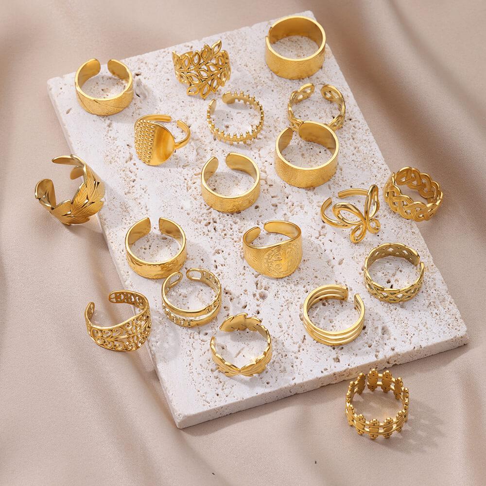 Stainless Steel Heart Geometric Hydraulic Ring for Women