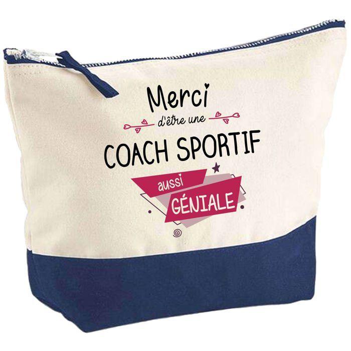 Trousse de maquillage - PLANETEE - Coach sportif Merci Géniale - Grand format - Coton - Impression HD France