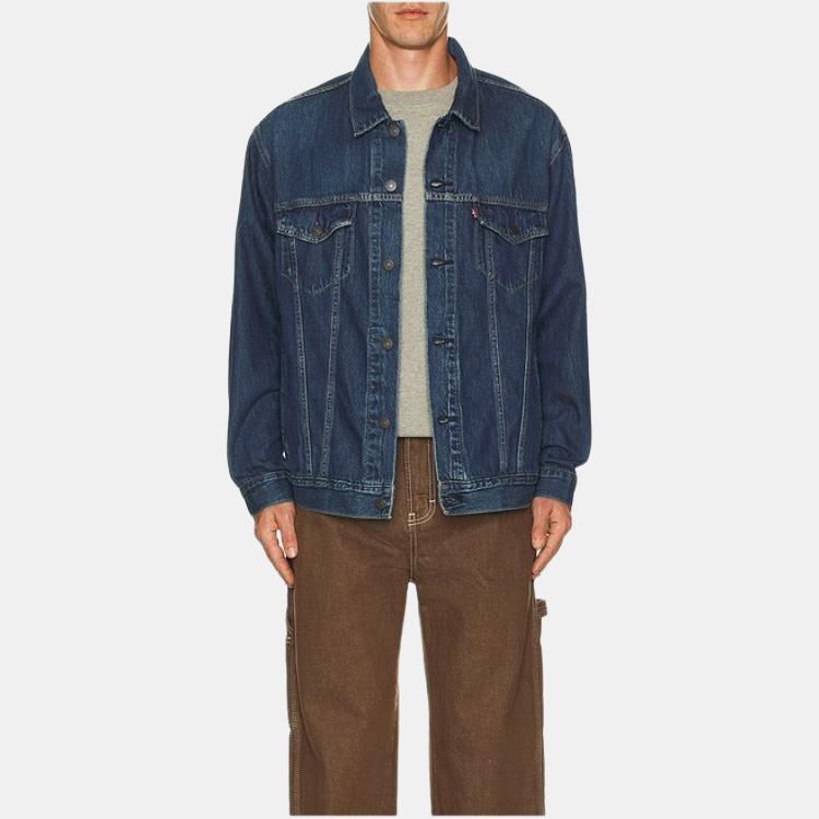 Куртка мужская Levis с заостренным воротником, свободного кроя, однобортная, с длинными рукавами, синяя A5782-0021