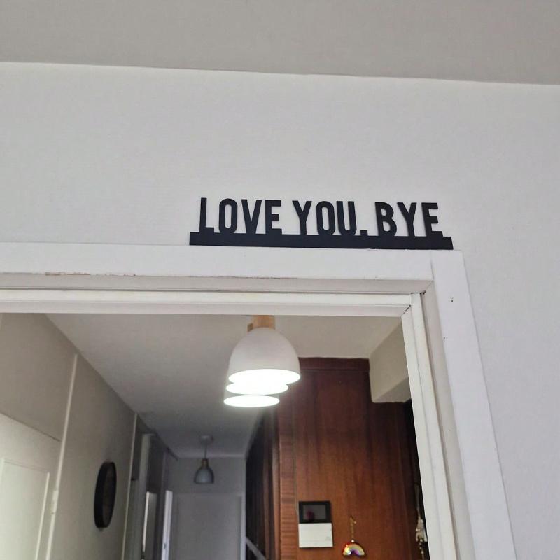 1PC Classic Metal "LOVE YOU BYE" Sign - Geometric Wall Art for Living Room, Indoor Wall Decor - Unique Home Decoration & Gift Idea for Valentine's Day