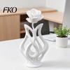 Space-saving Desk Decoration 3D Printed Rose Sculpture, Hollow Vase Floral Art Figurine with Matte Finish, Artistic Flower Sculpture Minimalist
