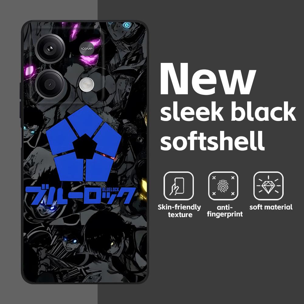 Аниме B-Blue L-Lock Pfp Чехол для телефона для Redmi Note 14 13 12 11 Pro Plus S 5G 14C A3 Мягкая черная крышка телефона