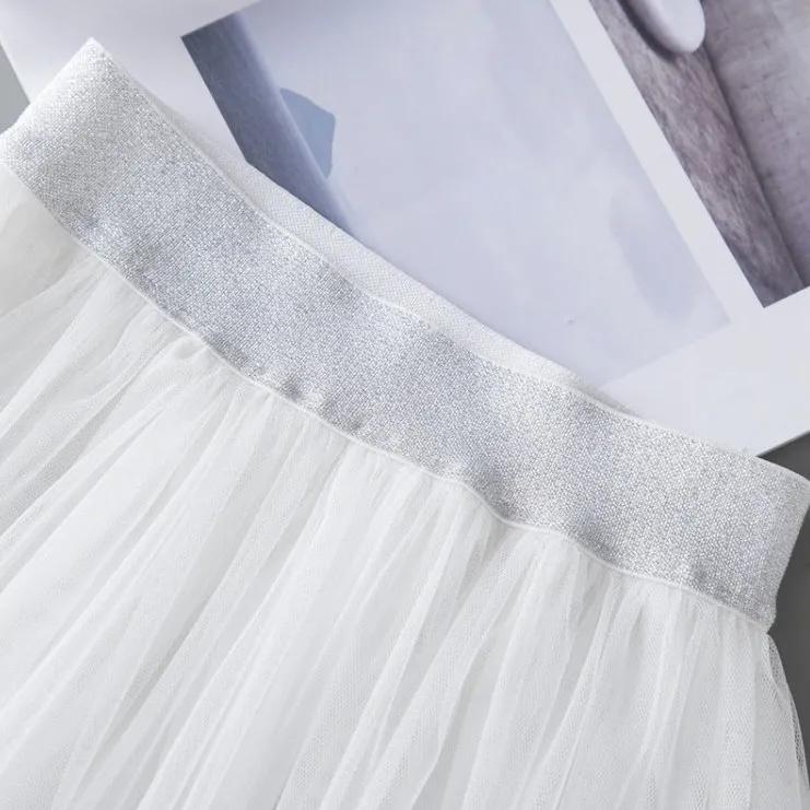 Тюлевая юбка для девочек. Юбка принцессы Помпадур. Детская газовая длинная юбка в складку.