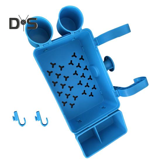 Pool Storage Basket for Above Ground Pools Poolside Storage Organizer with Cup Holder Hook Pool Accessories Holder Fits for Most Frame Pools