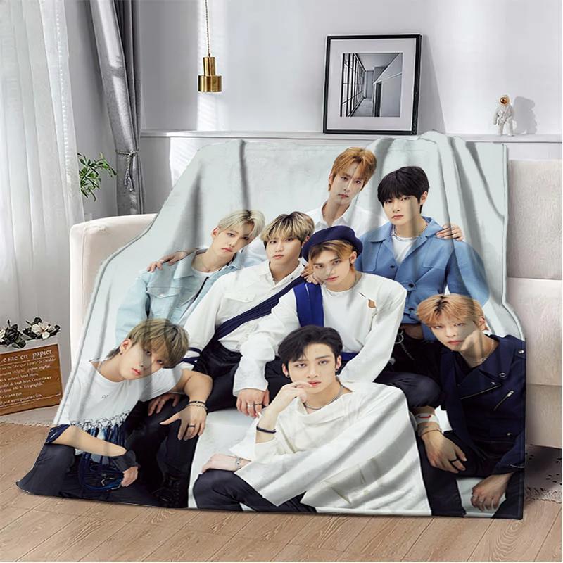 3D KPOP S-Stray-K-Kids Плед Плед для пикника Теплые фланелевые пледы Покрывала для дивана кровати Домашние Постельное белье Подарки на день рождения
