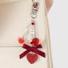 Bow Heart Keychain Cherry Strawberry Charm Pendant Keyring Jewelry For Girl Women Gift Bag Decoration
