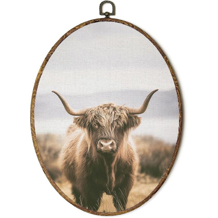 FSTCSV Vintage Western Cow Oval Wall Art Framed, Western Cowboy Cows Canvas Prints Wall Hanging Art, Love You Till The Cows Come Home Oval Walls