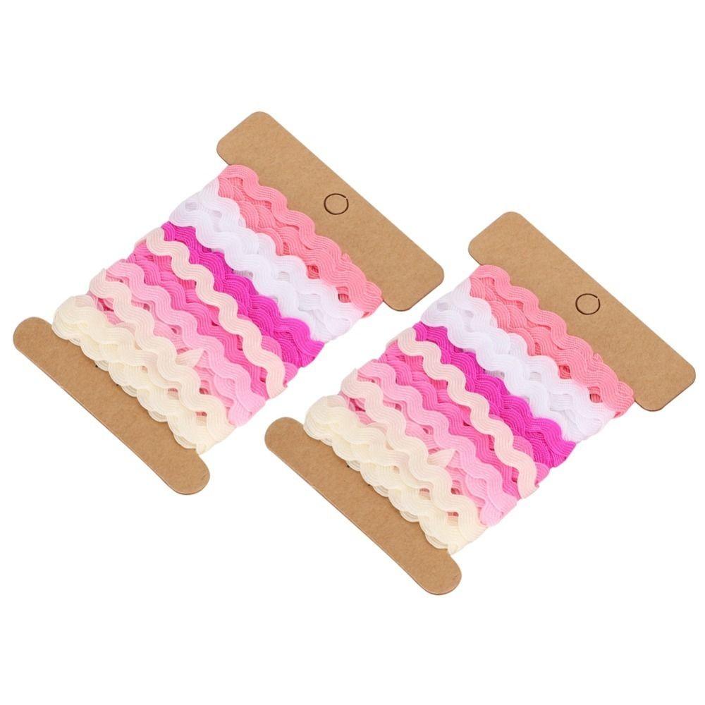 2pcs Color Ribbon Rick Rack Trim 8mm Width Curved Belt Webbing Bias Tape Wavy Lace Trim For Sewing