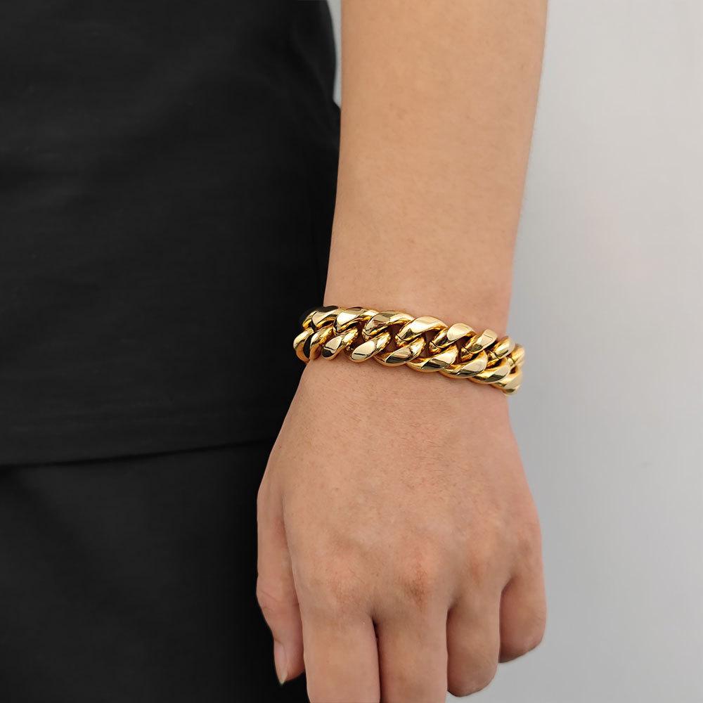 Мужская цепочка из нержавеющей стали с покрытием 18K золотом, стиль хип-хоп Майами, звенья curb кубинская цепь, инкрустированная цирконами, для мальчика мужчины