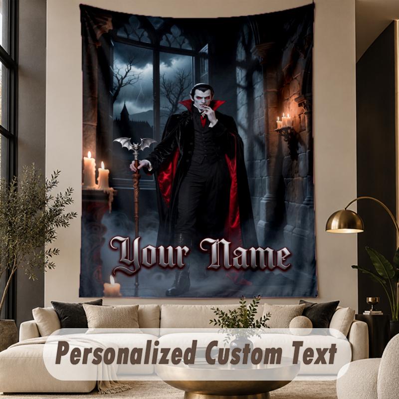 Custom Text Printed Tapestry Dracula Pattern Large Wall Hanging Indoor Room Decor
