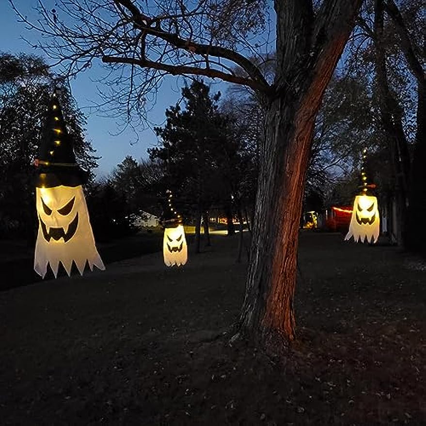 Украшения на Хэллоуин, большие размеры, подвесные, светящиеся, призрачные, ведьмины, шляпы, украшения с гирляндами на Хэллоуин, ARI