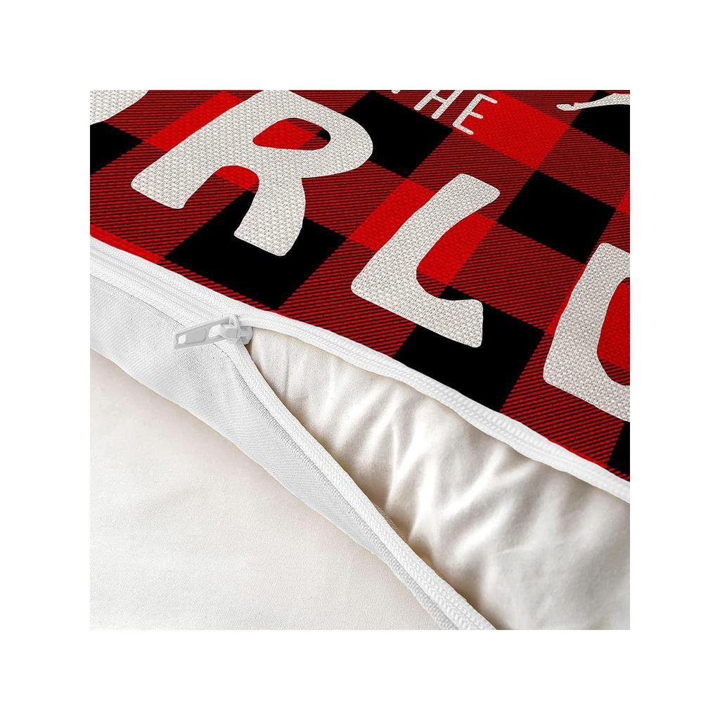 Набор из 4 декоративных наволочек/подушек «Счастливого Рождества» - CC219 - (18 X 18 ДЮЙМОВ, Красный и Молочно-белый)