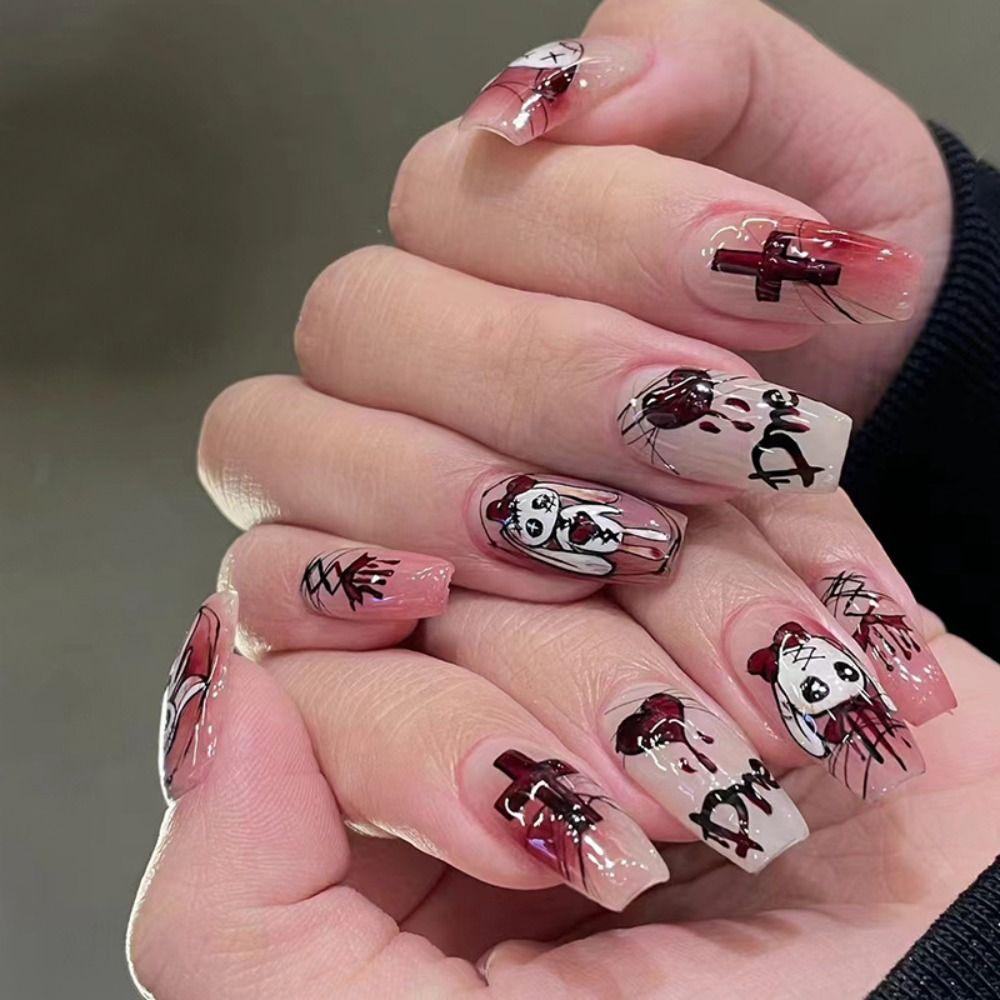 24pcs Long Stiletto and Ballerina Fake Nials Cat Eye Press on Nails Manicure False Nails DIY
