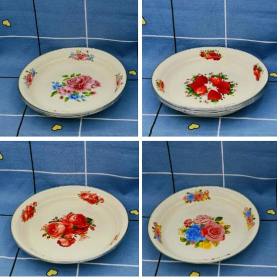 Обеденная тарелка, фарфоровая тарелка большой емкости с цветочным узором, изящная закуска, сервировка еды, эмалированное блюдо