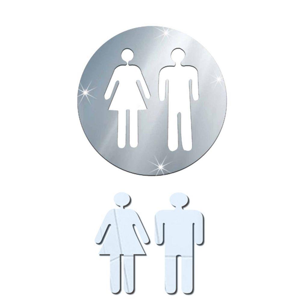 Door Washroom Poster Toilet Entrance Sign Woman & Man Mirror Surface Decal 3D Wall Stickers