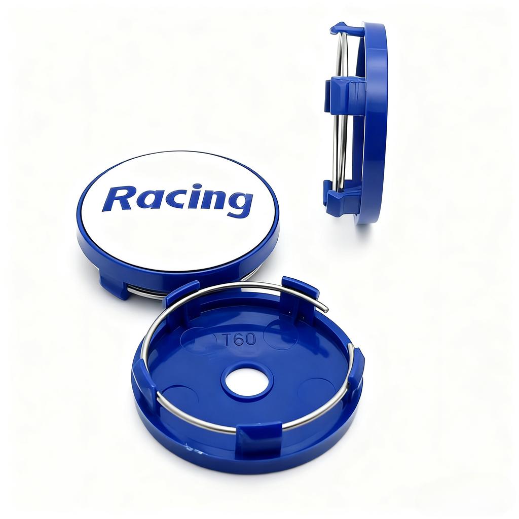 4pcs Racing Letter Logo Emblem Car Wheel Center Caps 60mm 56mm Wheels Hub Centre Cap Rim Hubcaps Cover Replace Car Accessories