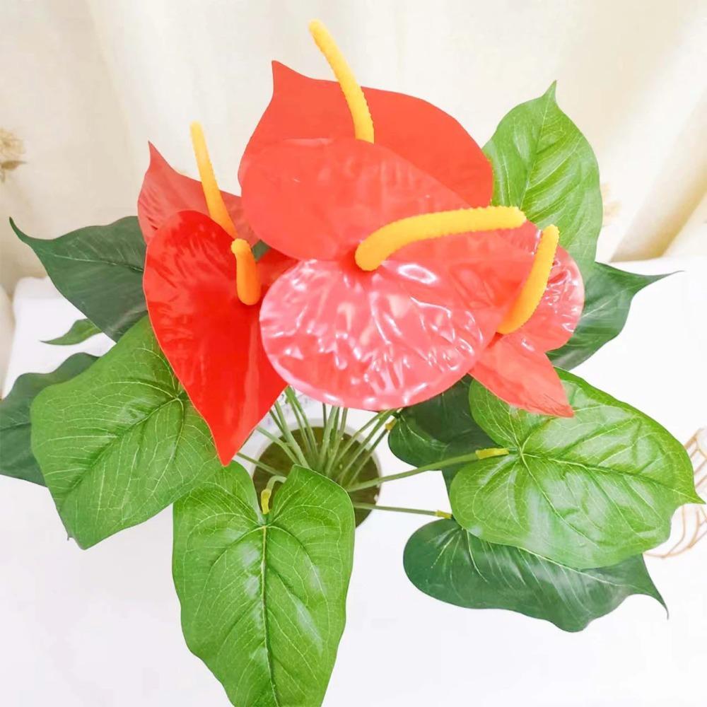 35/50CM Artificial Red Palm Plant Lifelike Fake Plants  Living Room Bedroom Decor