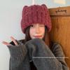 Cute Cat Ear Wool Hat for Women: Stylish Autumn/Winter Ear Protection, Personality Show, Warm Knitted Skullcap
