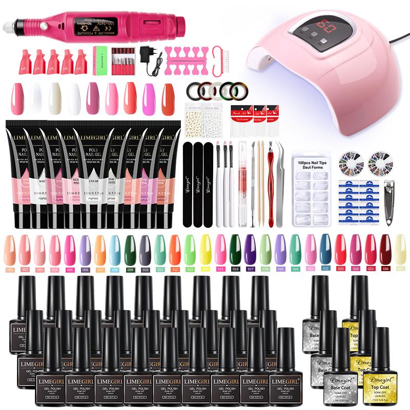 54W Nail Lamp Nail Dryer Nail Drill Machine Manicure Tools Set Kit Polygels Nail Gel Polish Set