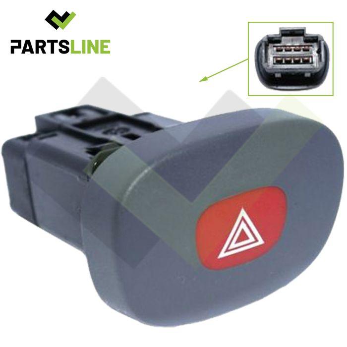 Interrupteur Bouton Poussoir Gris de Warning Feux de Détresse compatible avec CLIO II Phase 1 et THALIA I - 252904482R 7700421820