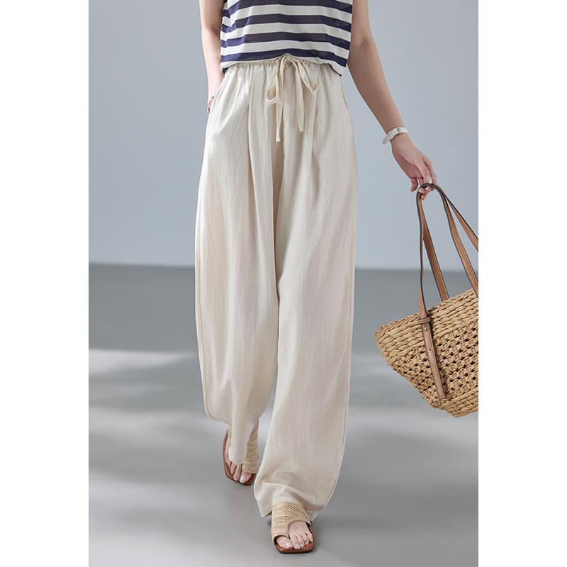 The Journey of Plain Shoes "Old Money Style Linen Lyocell Balloon Pants Summer Thin Elastic Waist Drop Breathable Casual Wide Leg Pants