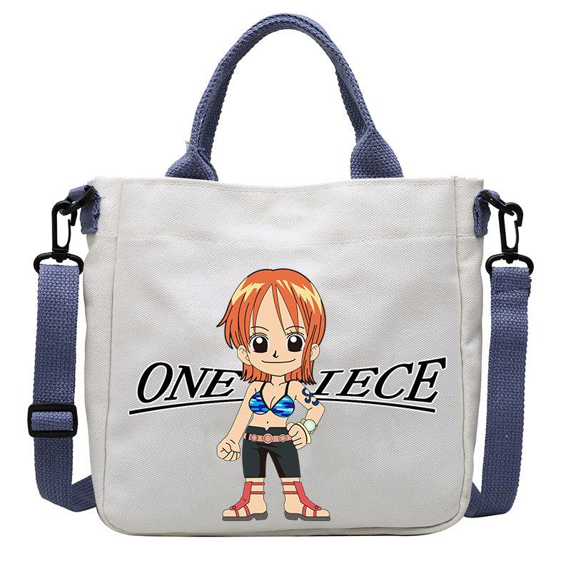 Сумки из холста One Piece с принтом персонажей аниме Luffy Мультяшные Фигурки Аниме Сумка через плечо Наружная Большая вместимость Модная Сумка-кроссбоди Подарки Подвижные Сочлененные Масштаб