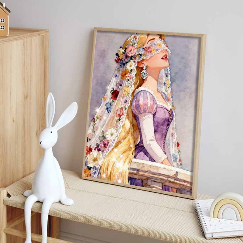 Disney 5D DIY Алмазная живопись Рапунцель Акварельная иллюстрация, Вышивка Мозаика Крестик Домашний декор Подарки Поделки