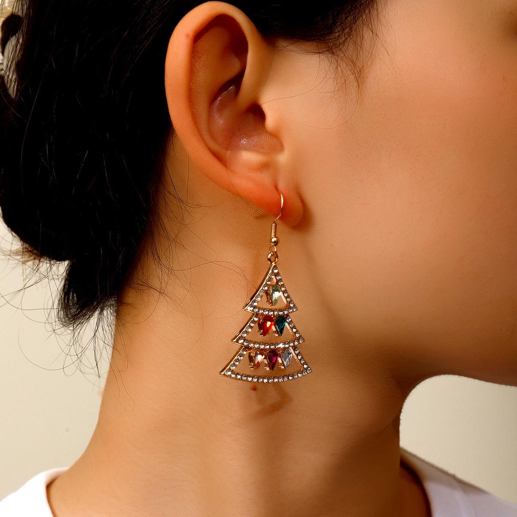 1 пара Рождественские Рождественская елка Серьги Серьги Европейский и американский Фестиваль Трансграничные Серьги Женские Креативные Праздничные Модные Подарки