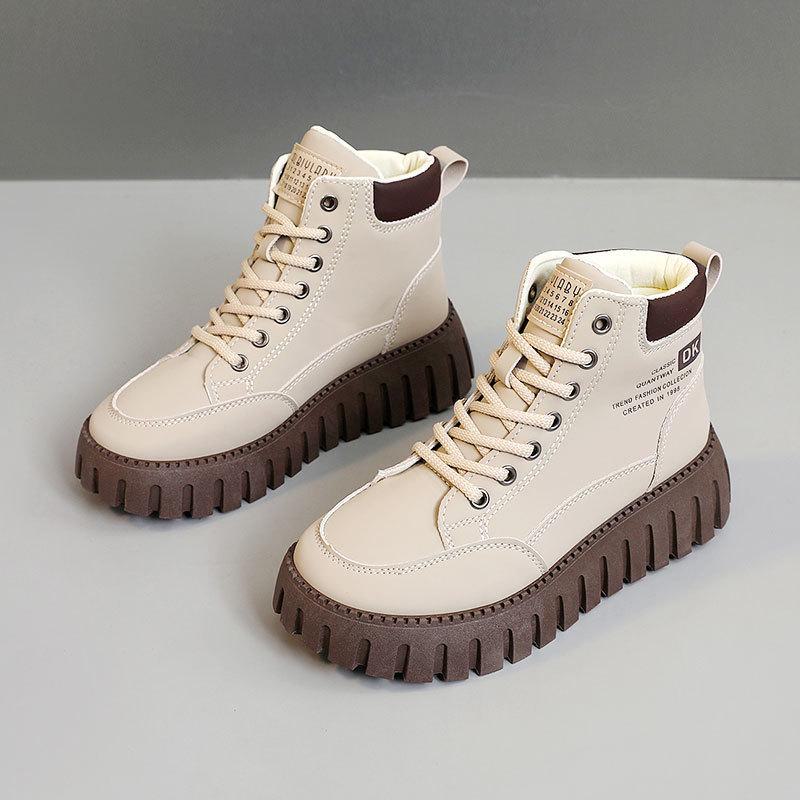 F364 2024 Осень/Зима Женские туфли на высокой платформе с бархатной подкладкой и толстой подошвой для увеличения роста.