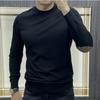 Men's Autumn and Winter Bottoming Knitted Solid Color Sweater Stretch Soft Hand Patch Style Long-sleeved Sweatshirt Trendy
