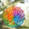 Vibrant Multicolor Flower-Shaped Metal Wind Spinner - Symmetrical 3D Rotating Design, Hanging Garden Decor with Animal Theme