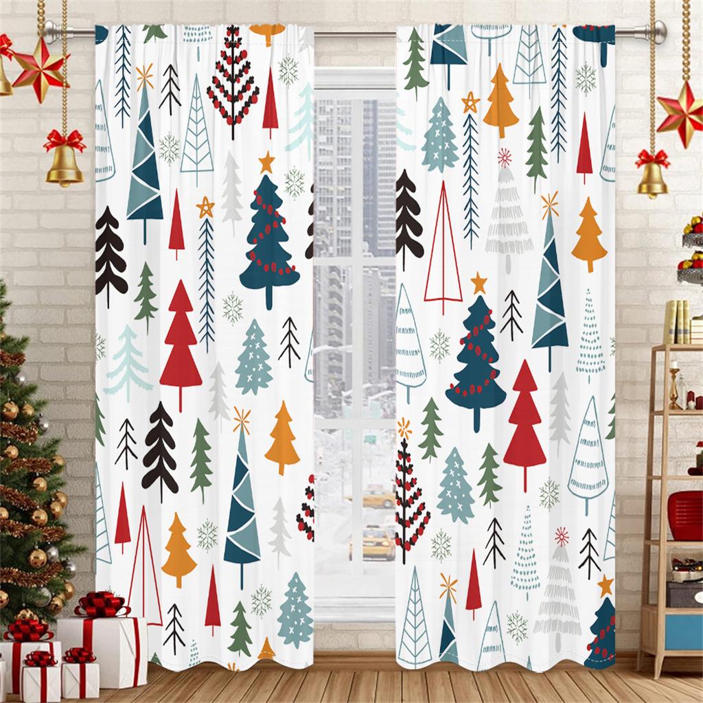 Рождественские шторы Красные панели для спальни 3D Венок Санты Праздничный декор 2 панели Рождественские праздничные оконные шторы