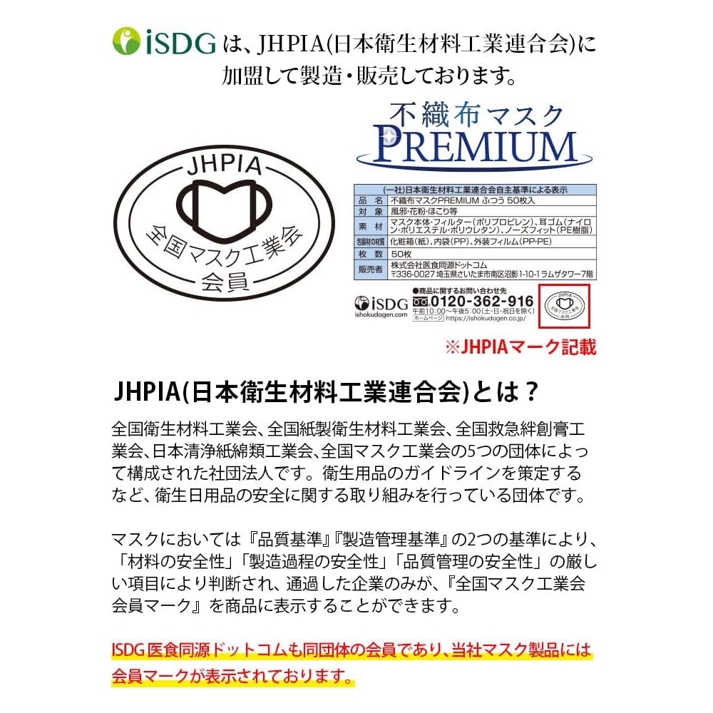 Японский продукт iSDG PREMIUM Складчатые маски для лица 50 шт. (Индивидуально упакованный) Широкие ушные петли Высокоэффективный фильтр