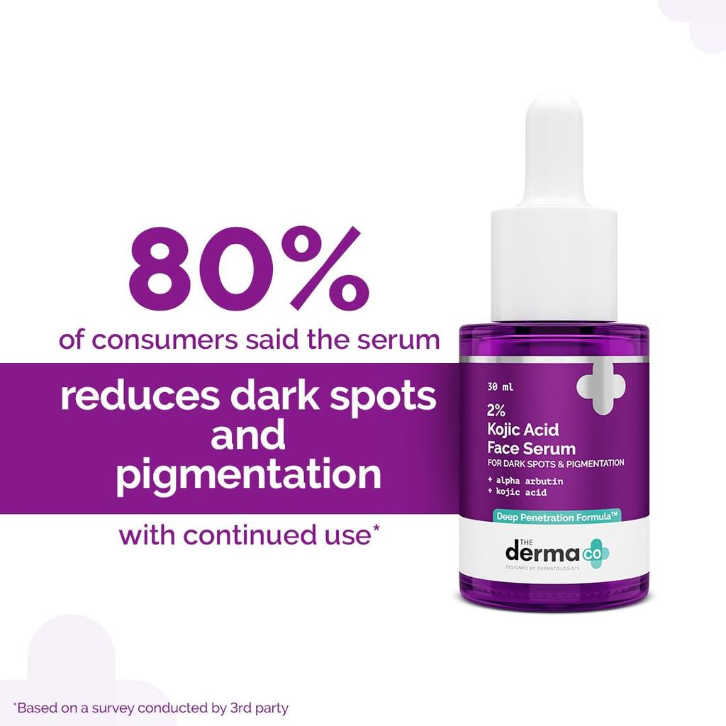 The Derma Co. 2% Kojic Acid Face Serum 30 ml Pack of 1 | Brightens, Fades Dark Spots & Evens Skin Tone
