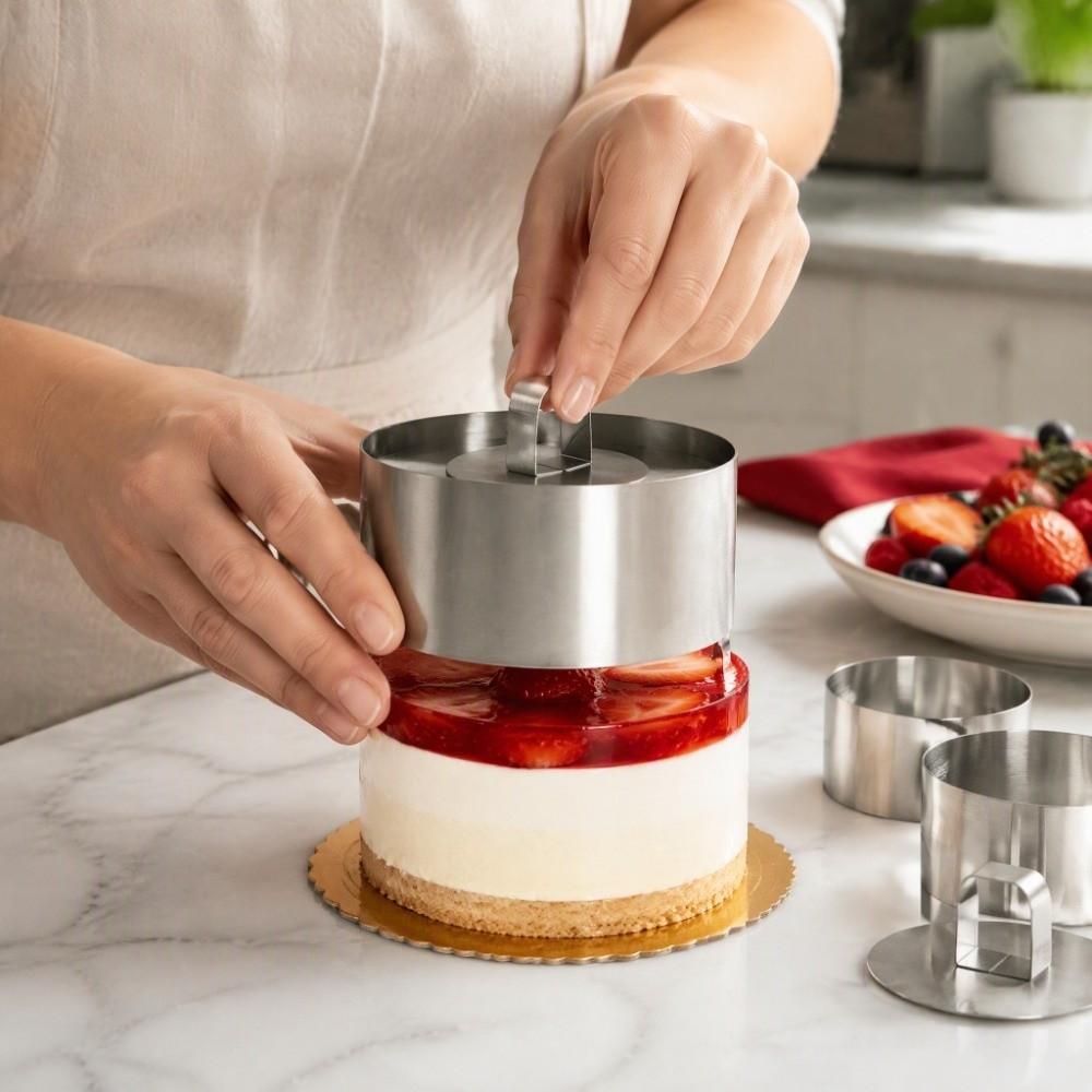 4PCS Non Stick Mousse Ring Mold Stainless Steel Cookie Mold Cake Ring Mold Restaurant Catering