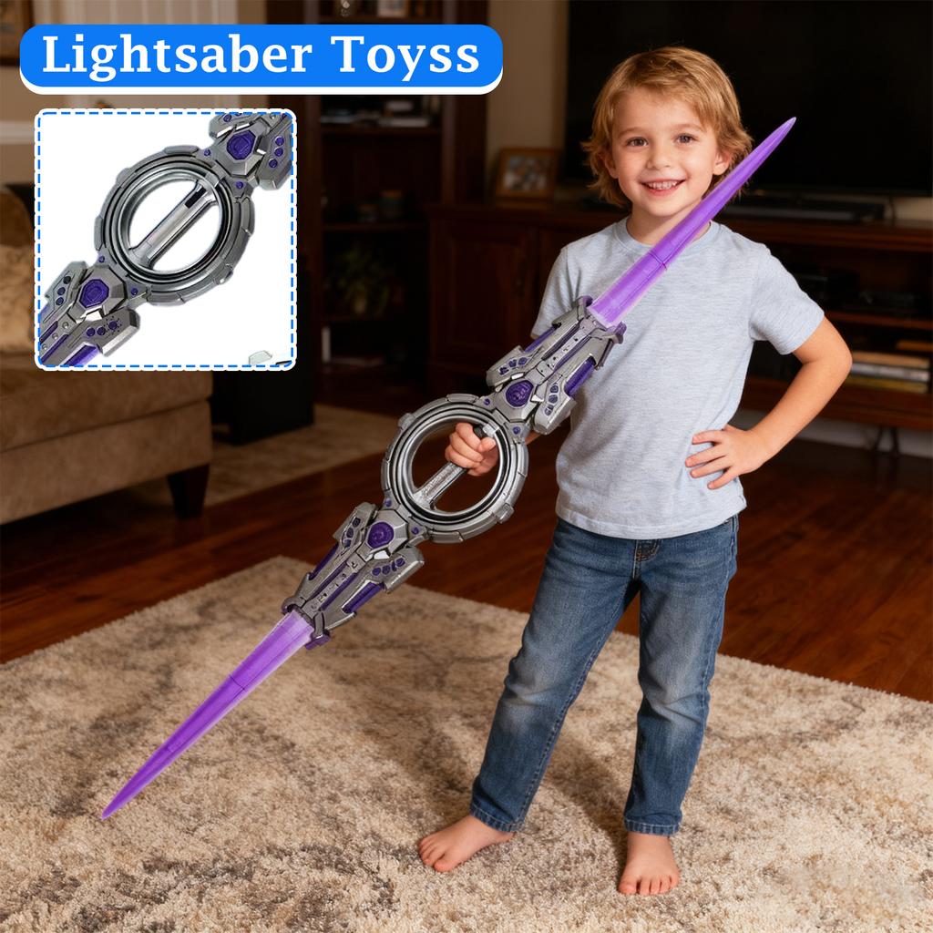 Double Edged Fire Spinning Sword, Stretching Light Sword, Rotating Blades, Colorful Lights, Cool Lasers Sword Toy