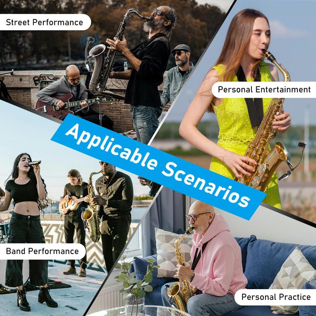 KIMAFUN беспроводной саксофонный микрофон инструментальный микрофон Plug Play шумоподавление 30 м дальность передачи 8 часов непрерывного использования для французского