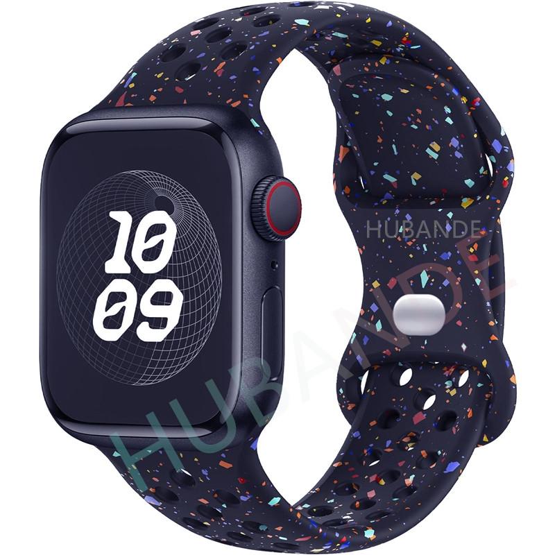 Спортивный ремешок с цветными частицами, резиновый ремешок для Apple Watch 49 мм 46 мм 45 мм 44 мм 42 мм 41 мм 40 мм для IWatch 11 10 9 8 7 6 5 4 3 SE