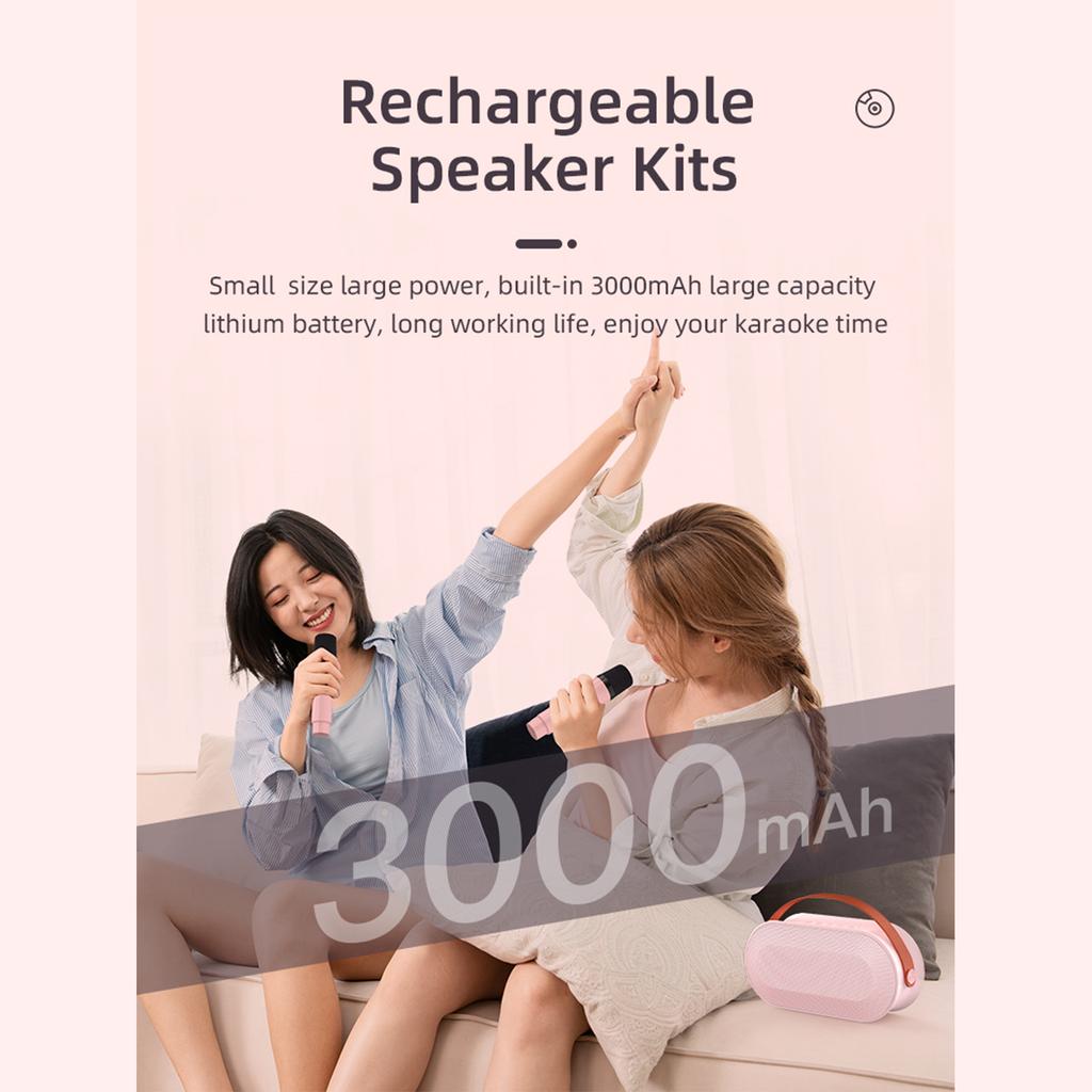Мини-караоке-машина BT Караоке-динамик с беспроводными микрофонами Ослепительный цветовой световой эффект для