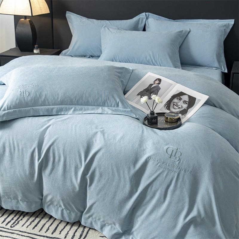 Luxury Cotton Bedding Set With Delicate Embroidery Soft Plush Comfortable All-Season Modern Minimalist Style