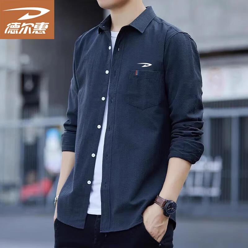 Мужская рубашка Delhui в стиле business casual с длинным рукавом
