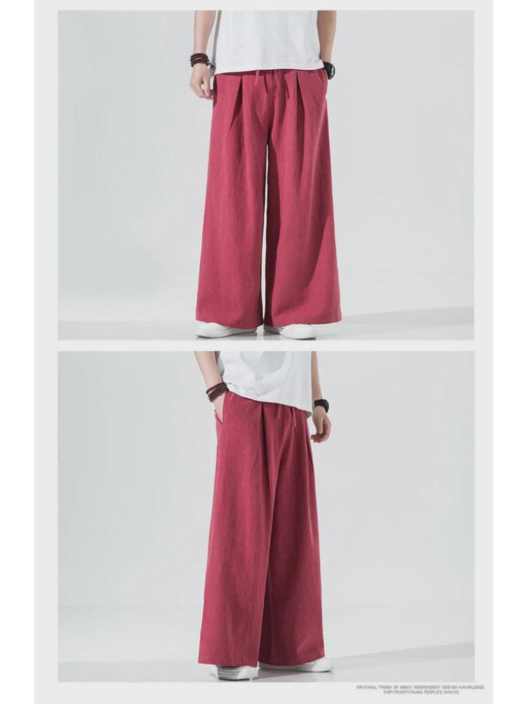 Мужские свободные повседневные брюки широкого покроя из китайского льна
