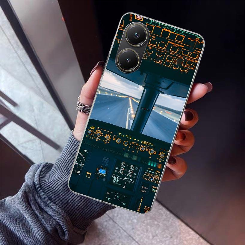 Aviation Aeroplane Pilot Cockpit Phone Case For Xiaomi Poco X7 X6 X5 Pro F7 Ultra Redmi 15C 15 13 13C 12 12C 10 10A 10C 9 9A 9C
