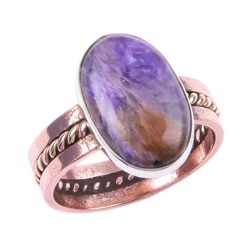 Кольцо из двухцветного серебра 925 пробы с натуральным чаворитом ручной работы S.10 O2h45