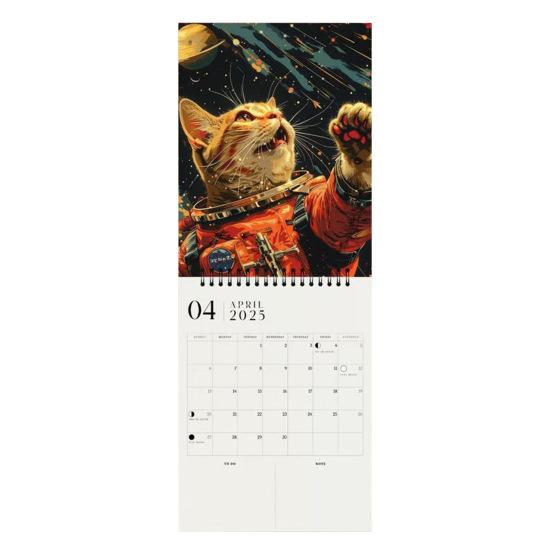 Календарь космических кошек 2025 года, космические прогулки, настенный календарь с кошками, подвесной ежемесячный календарь-планировщик, рождественский подарок для любителей кошек, поклонников космоса