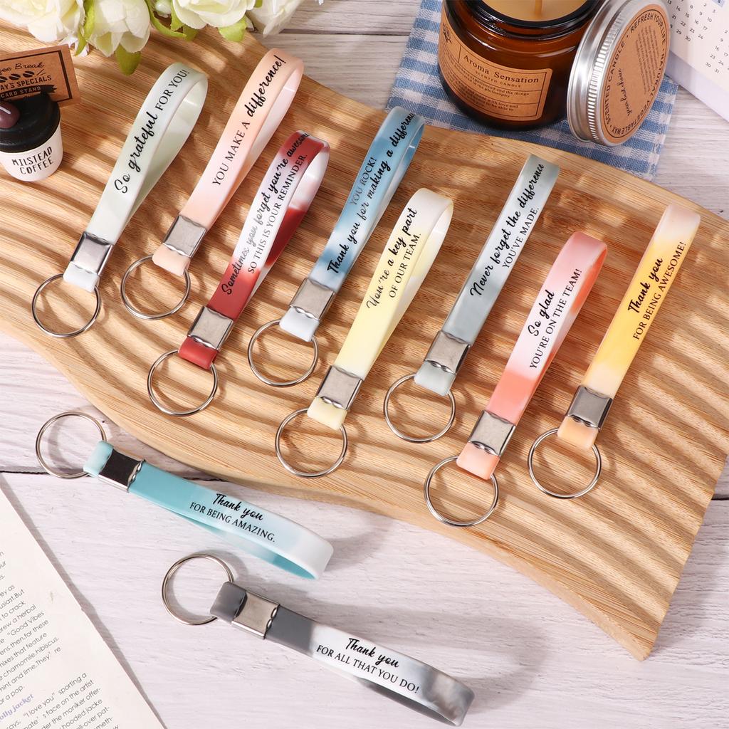 30 шт. Брелок «Спасибо» оптом Подарок сотруднику для поощрения Мотивационный силиконовый брелок Брелки с вдохновляющей цитатой Персонал App