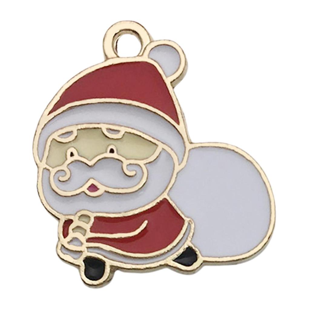 Set of 50 Christmas Oil Drop Pendants: Cute Santa, Snowman, Tree DIY Jewelry Accessories