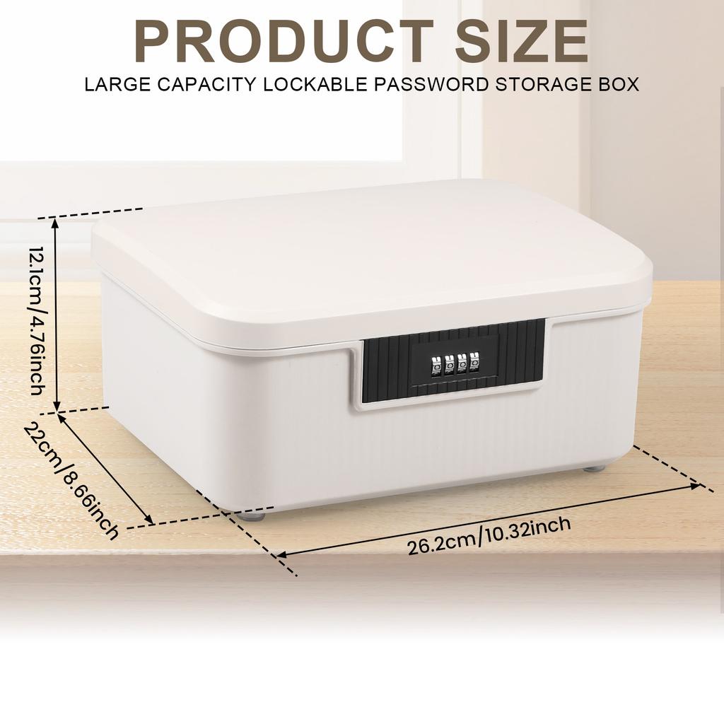 4 Digit Password Lock Safe Box Plastic Lockable Storage Bin High Security Household Cash Jewelry Privacy Security Storage Box